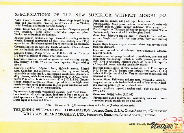 1929 Whippet Brochure Page 18